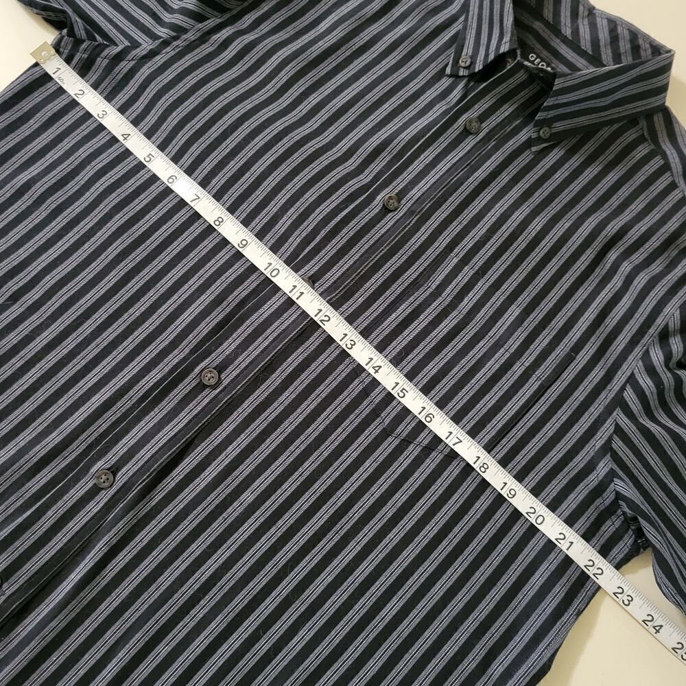 George Men's Black Stripe Long Sleeve Button-Down Dress Shirt - Picture 3 of 11